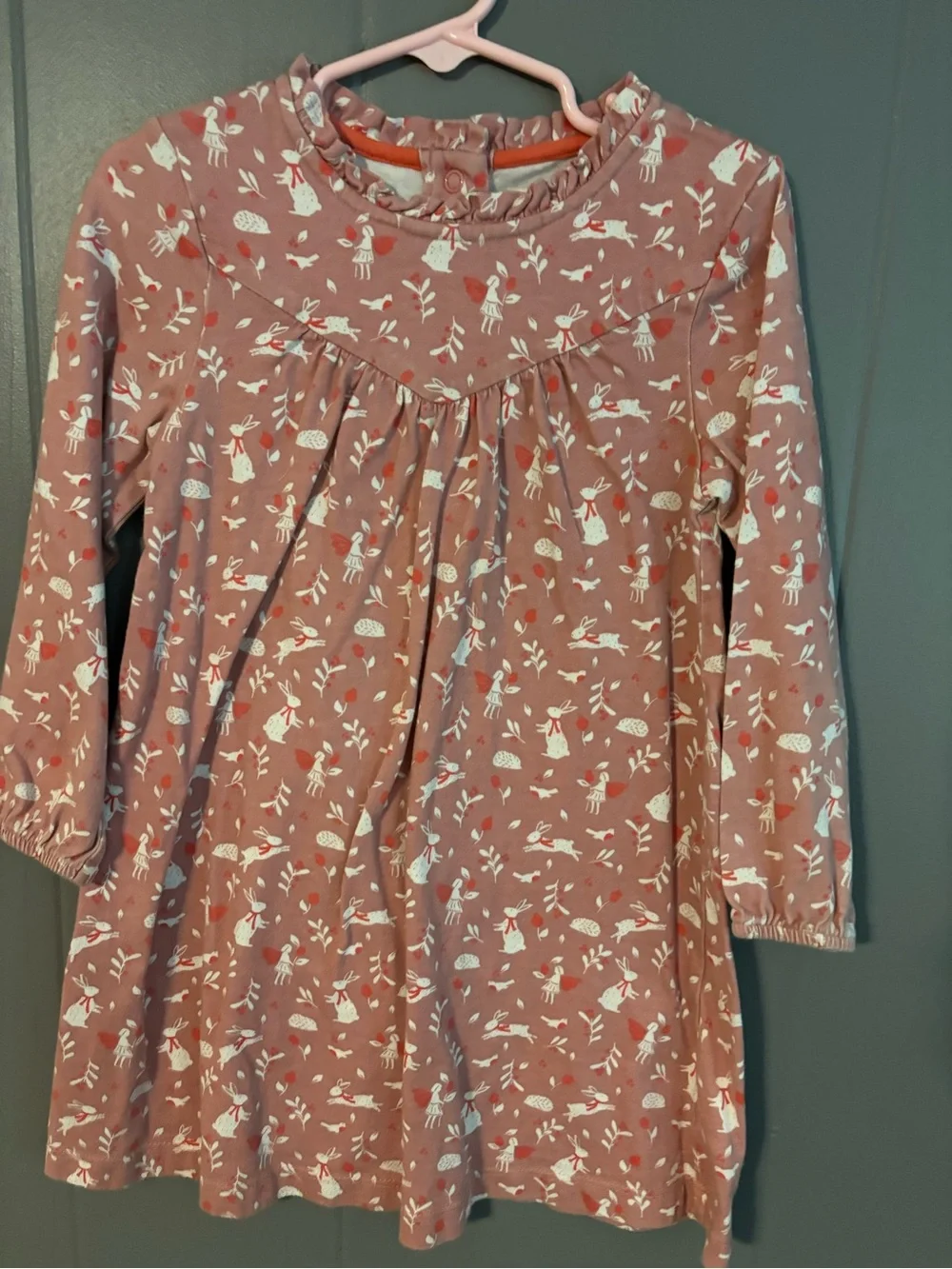 Baby Boden Dusty Rose Woodland Print Long-Sleeve Dress